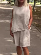Ensemble haut débardeur short ample coton et lin - Chic&Shines