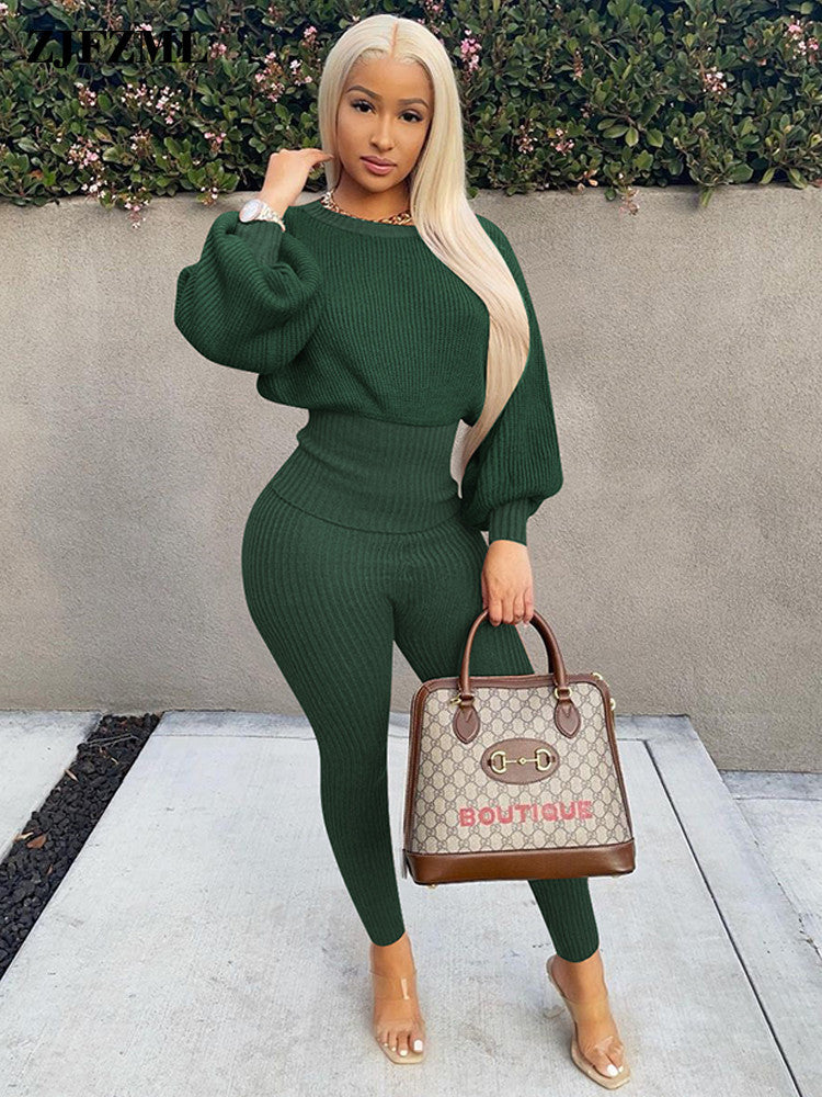 Ensemble pull manches longues  gaine extensible et son legging assorti - Chic&Shines