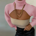 Pull court manches longues bouffantes col roulé - Chic&Shines