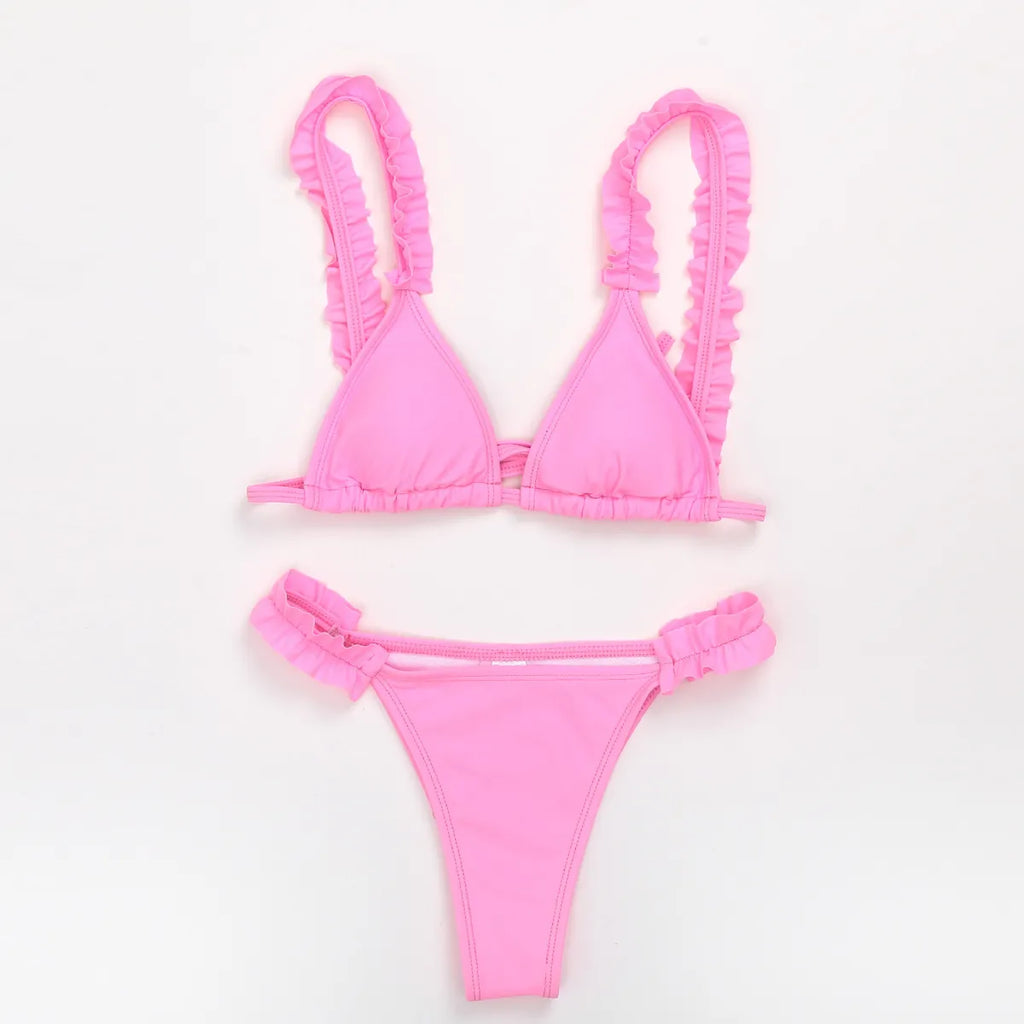 Ruffled bikini swimsuit