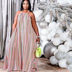 Robe longue licou sans manches à rayures - Chic&Shines
