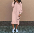 Robe longue pull à capuche manches longues - Chic&Shines