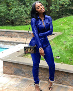 Ensemble chemise manches longues et pantalon simili cuir - Chic&Shines