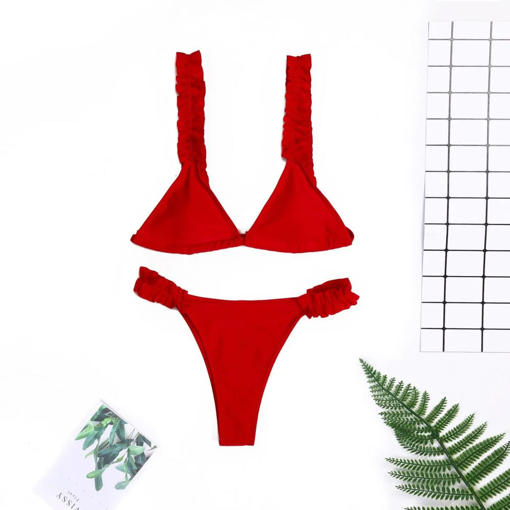 Ruffled bikini swimsuit