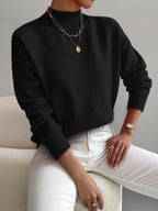 Pull à col montant confortable pour femme, idéal pour le printemps