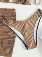 Ensemble de maillot de bain bikini trois pièces à imprimé marbre