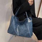 Maxia | Grand sac bandoulière en cuir pour femme | Sac à main | Cabas Bordeaux Rouge