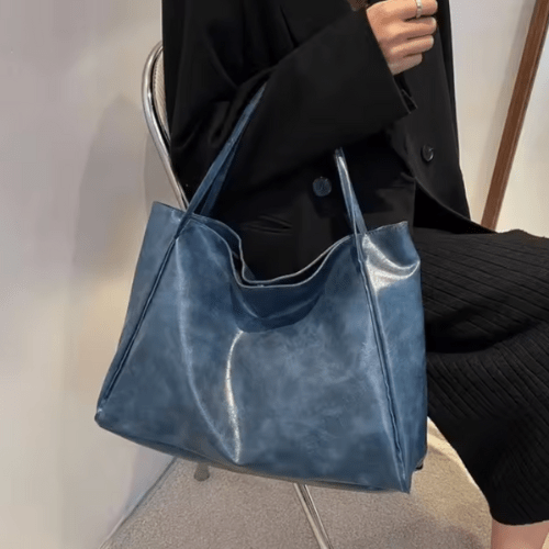 Maxia | Grand sac bandoulière en cuir pour femme | Sac à main | Cabas Bordeaux Rouge