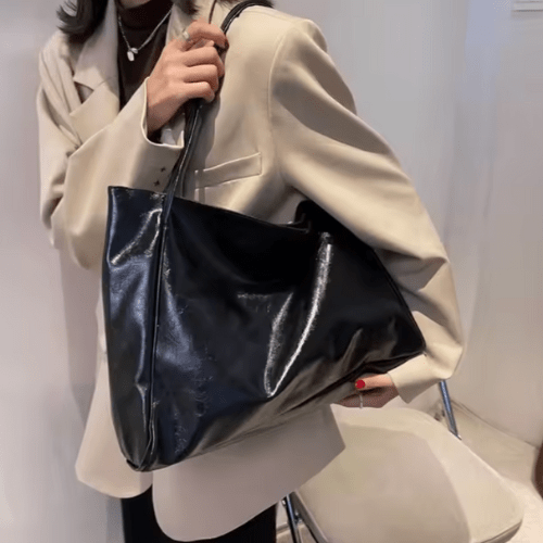 Maxia | Grand sac bandoulière en cuir pour femme | Sac à main | Cabas Bordeaux Rouge