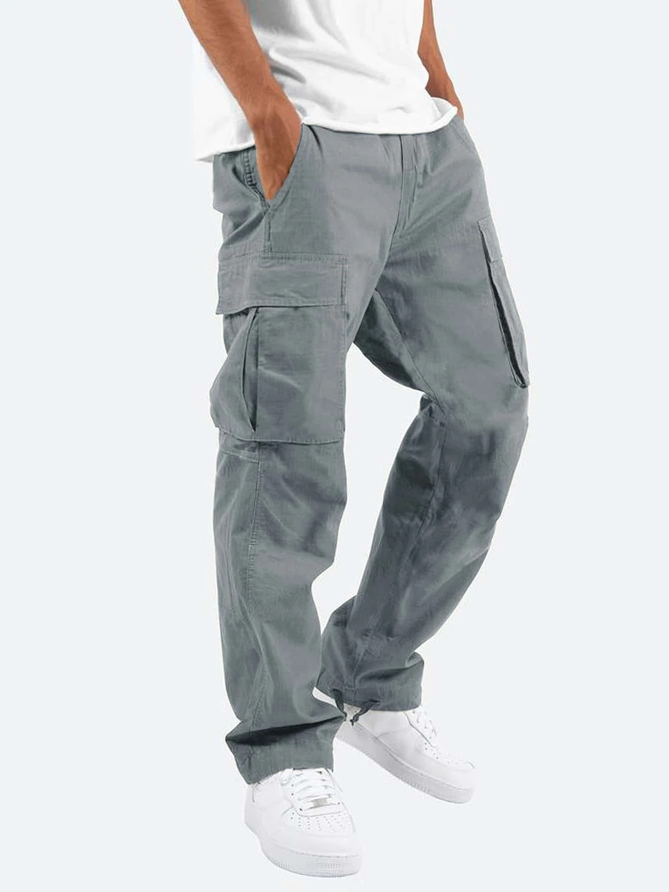 Pantalon cargo pour homme avec poches latérales, coupe décontractée