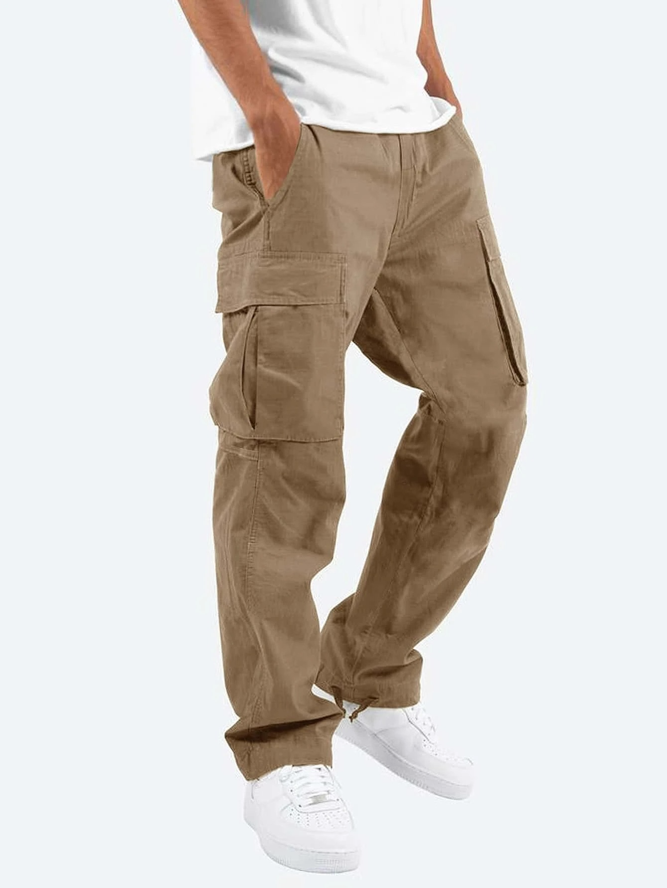 Pantalon cargo pour homme avec poches latérales, coupe décontractée