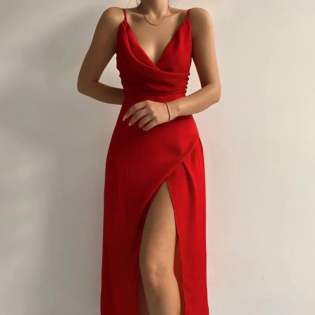 Robe chic fendue Mara pour femme – Robe de soirée élégante