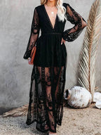 Mabyn - Robe longue en dentelle bohème intemporelle pour femme