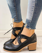 Chaussures à talons pour femmes, à lacets et bride en T
