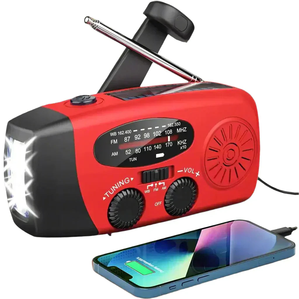 ReadyWave | Radio d'urgence avec manivelle et panneau solaire