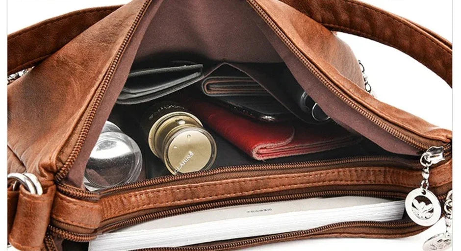ODALIS - Sac à main avec bandoulière en cuir et poches multiples