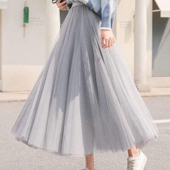 Jupe longue en tulle automnale