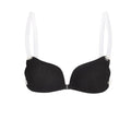 Soutien-gorge noir avec bretelles transparentes, design moderne, lingerie féminine élégante, confort et style, accessoire mode essentiel.