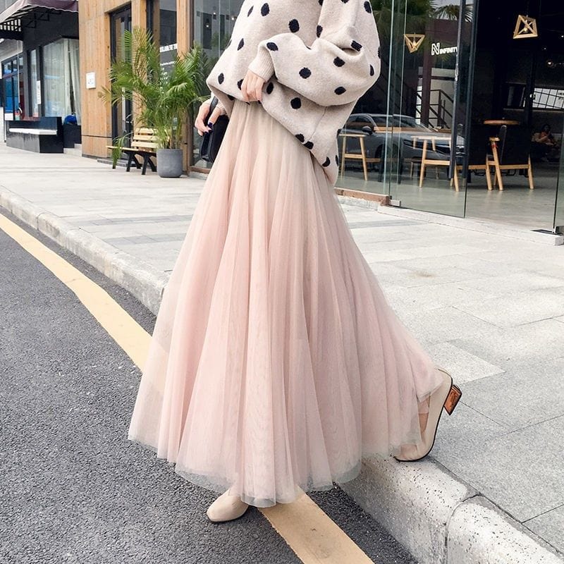 Jupe longue en tulle automnale