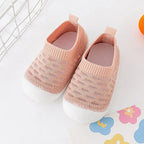 Chaussons Bébé Antidérapants en Tricot Rose Doux
