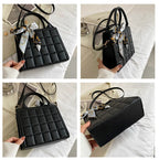 Quilted Square Handbag with Ribbon Detail