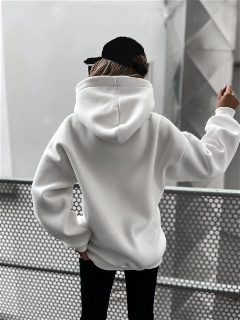 Pull à capuche sans poche imprimé lettre A
