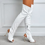 Bottes hauteur genou à fermeture glissière côté talon ouvert - Chic&Shines