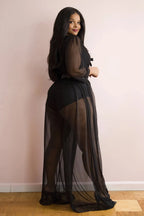 Long Sleeve Sheer Mesh Jumpsuits