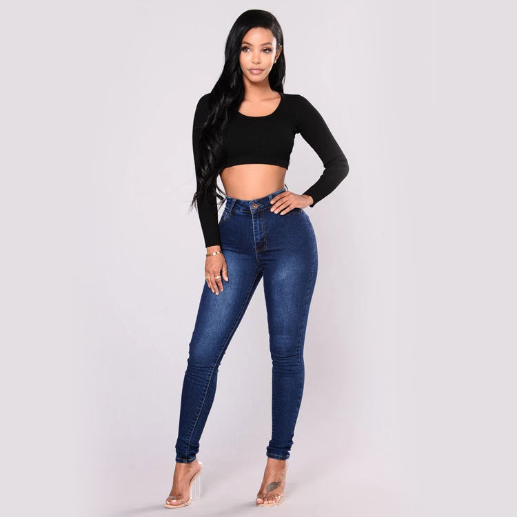 Jeans slim taille haute décontracté - Chic&Shines
