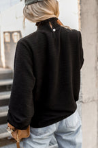 High neck ruffled long sleeve blouse