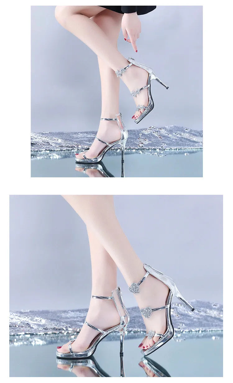 Talons Aiguilles Fermeture Eclaire Motifs Strass
