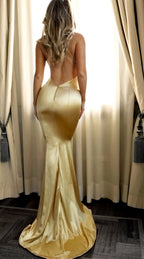 Robe Longue Décolleté à Fines bretelles Dos Nu