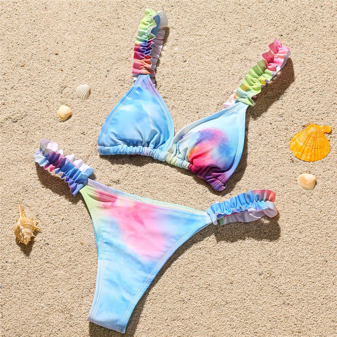 Ruffled bikini swimsuit