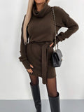 Robe Pull À Manches Longues Et Col Haut - Chic&Shines