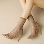 Talon Aiguille En Maille Creuse Strass - Chic&Shines