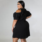 Robe courte col rond manches courtes