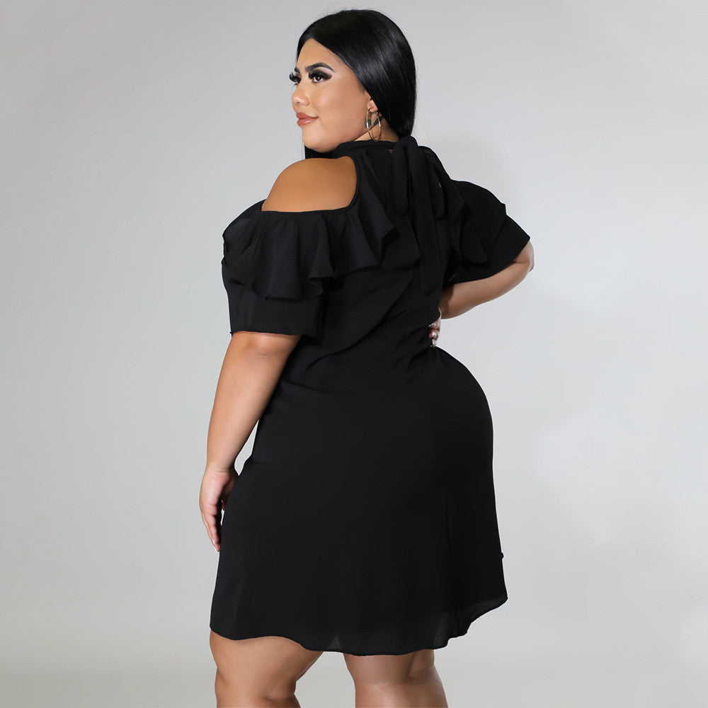 Robe courte col rond manches courtes