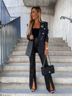 Pantalon simili cuir Taille Haute Fendu - Chic&Shines