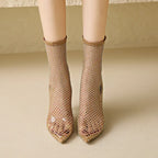 Rhinestone Hollow Mesh Stiletto