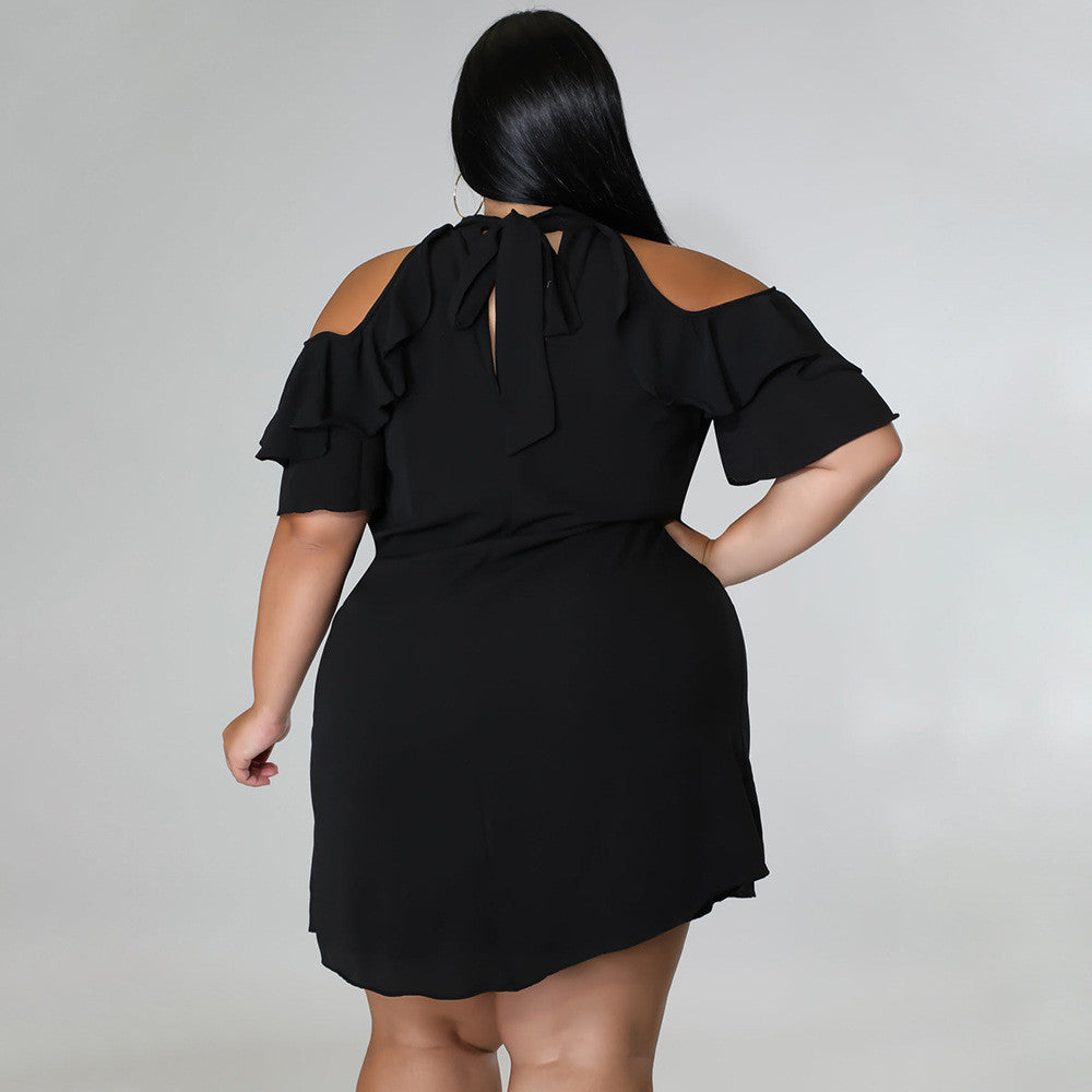 Robe courte col rond manches courtes