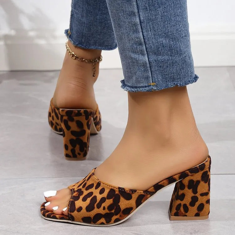 Suede open-toe high heels