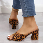Suede open-toe high heels