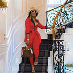 Ensemble blazer à fermeture éclair et pantalon assortie - Chic&Shines