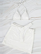 3-piece snake print bikini swimsuit