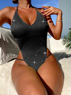 Maillot De Bain String Col Licou Dos Nu - Chic&Shines