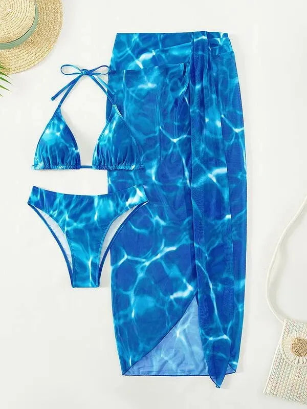 Ensemble maillot de bain bikini  trois pièces tie-dye