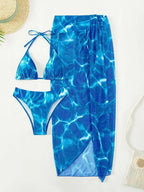 Ensemble maillot de bain bikini  trois pièces tie-dye