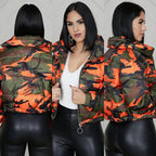 Blouson col haut rembourrés motif camouflage
