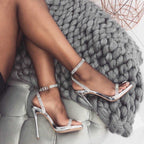 Talon Haut Stiletto Strass Bride À La Cheville