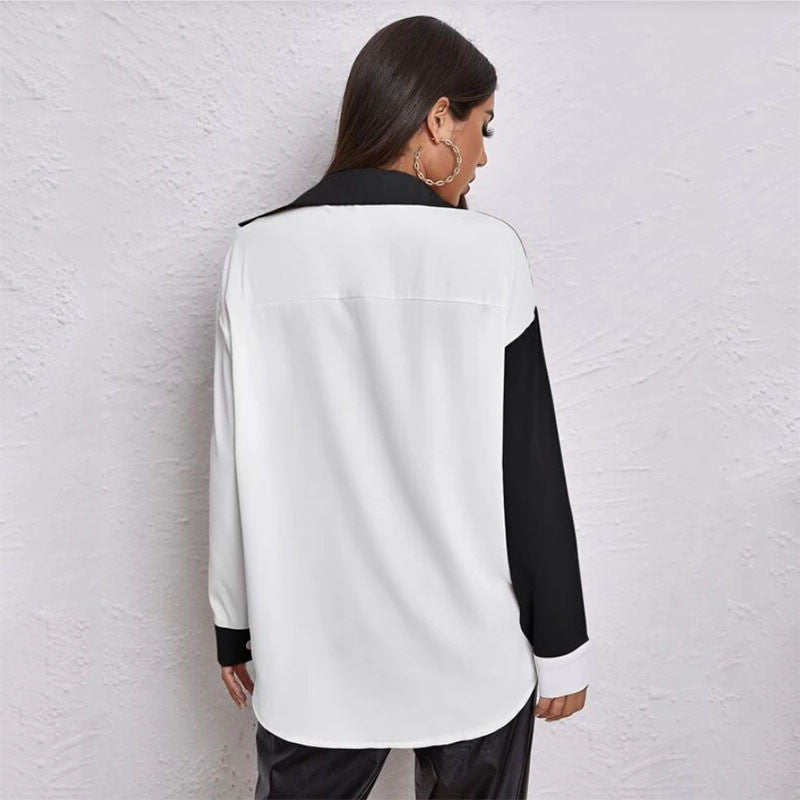 Chemise manches longues bicolore décontracté